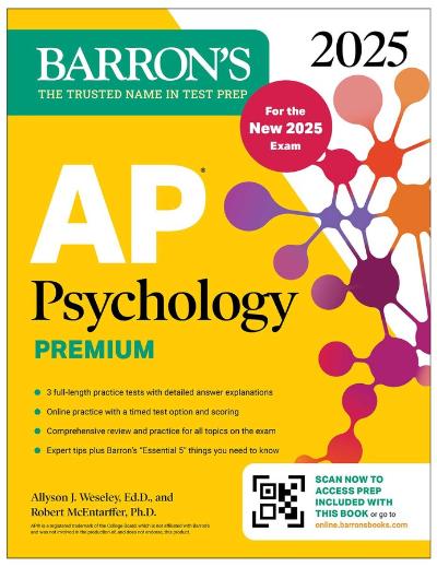 Barron's AP Psychology Premium, 2025 (New 2025 Exam with 3 Practice Tests)